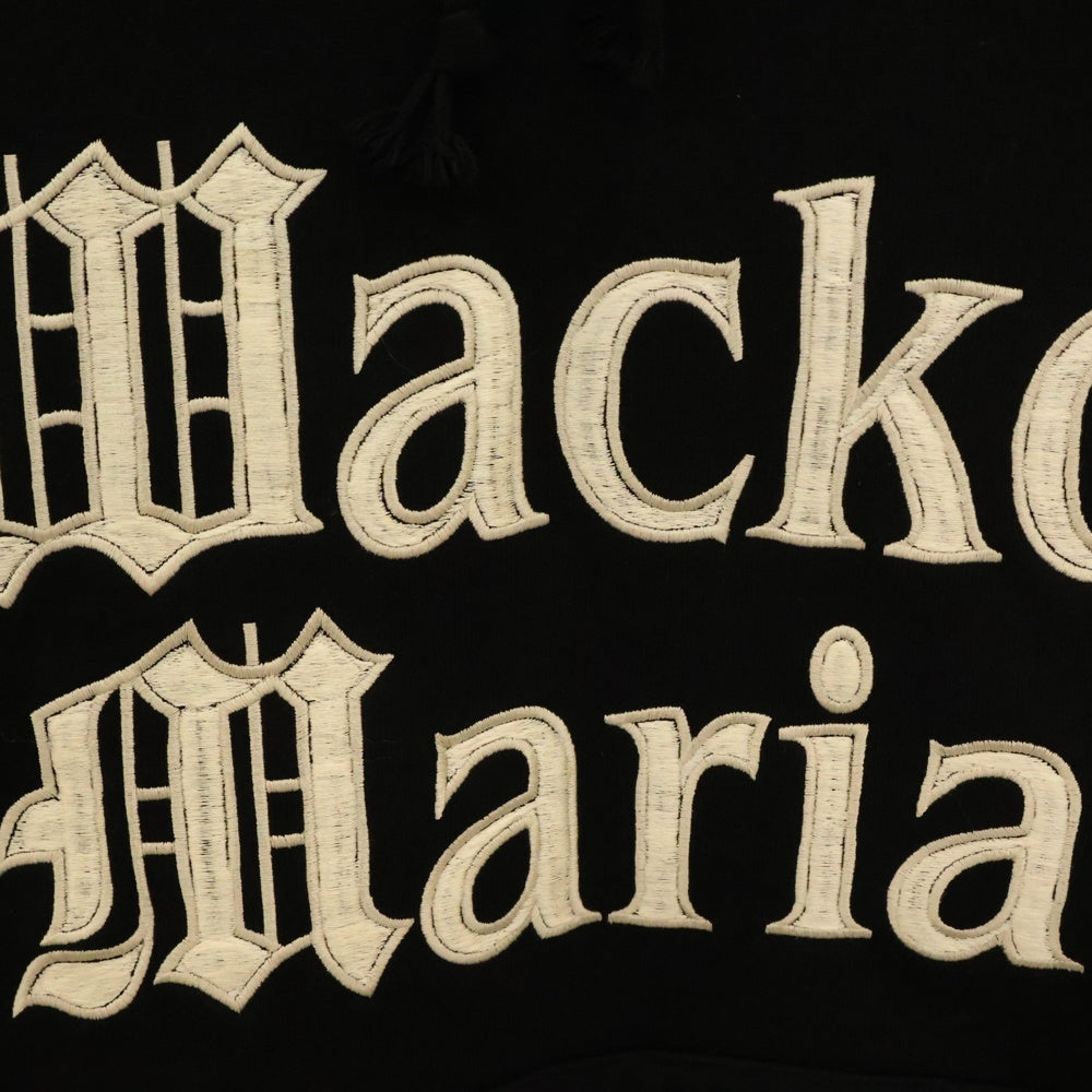 WACKO MARIA(ワコマリア) 24SS HEAVY WEIGHT PULLOVER HOODED SWEAT SHIRT TYPE-2 リメイクカスタムロゴ刺繍 ヘビーウェイト スウェット プルオーバーパーカー ブラック 24SSE-WMC-SS02