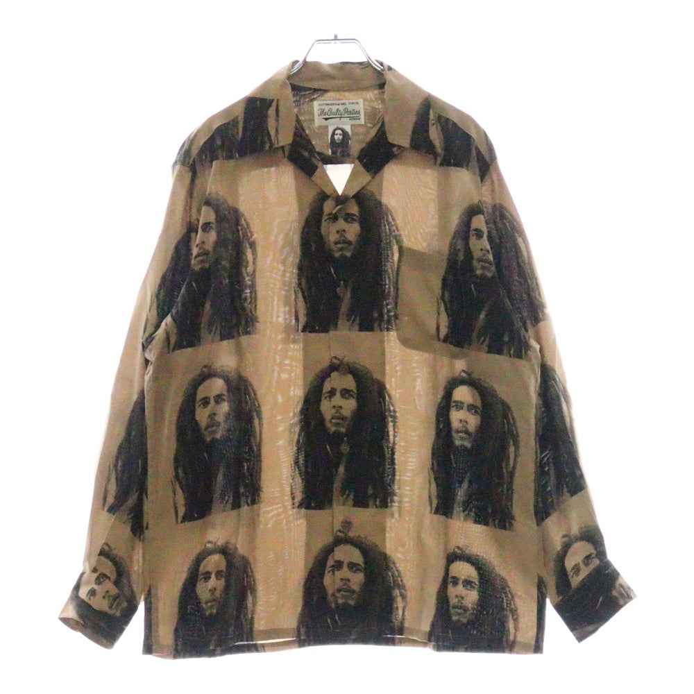 WACKO MARIA(ワコマリア) 22AW ×BOB MARLEY HAWAIIAN SHIRT L/S TYPE-2 ボブマーリー ハワイアン 長袖アロハシャツ ベージュ BOBMARLEY-WM-HI06