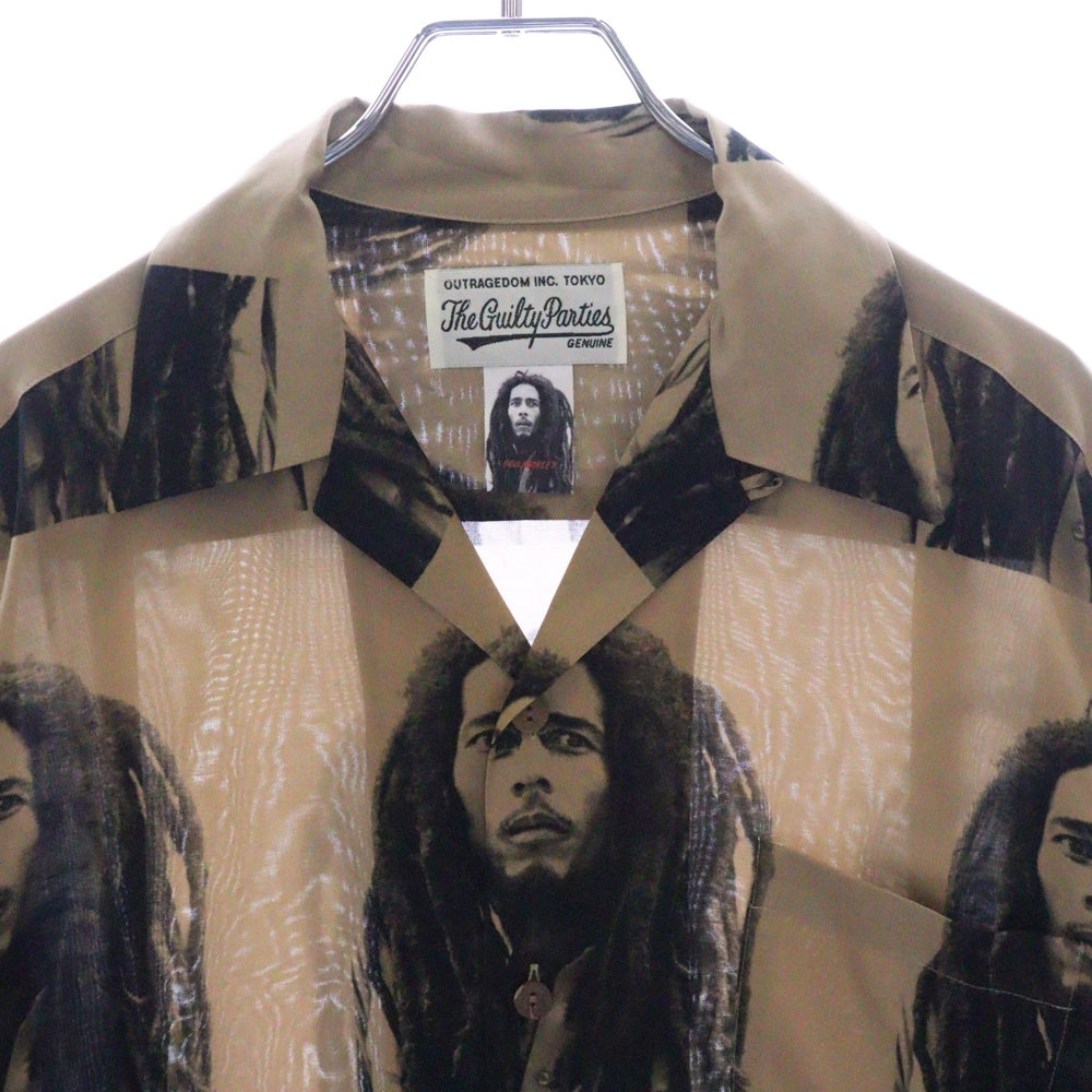 WACKO MARIA(ワコマリア) 22AW ×BOB MARLEY HAWAIIAN SHIRT L/S TYPE-2 ボブマーリー ハワイアン 長袖アロハシャツ ベージュ BOBMARLEY-WM-HI06