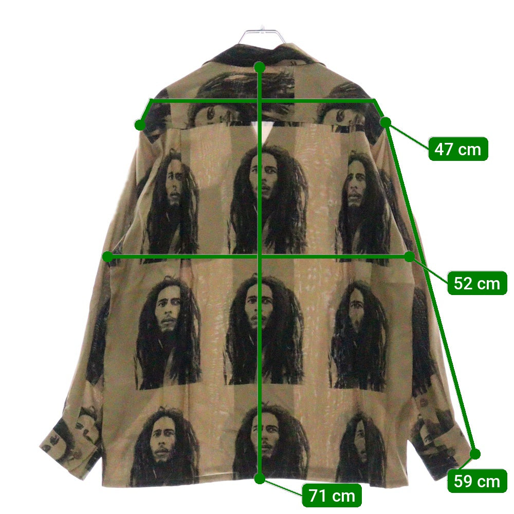 WACKO MARIA(ワコマリア) 22AW ×BOB MARLEY HAWAIIAN SHIRT L/S TYPE-2 ボブマーリー ハワイアン 長袖アロハシャツ ベージュ BOBMARLEY-WM-HI06