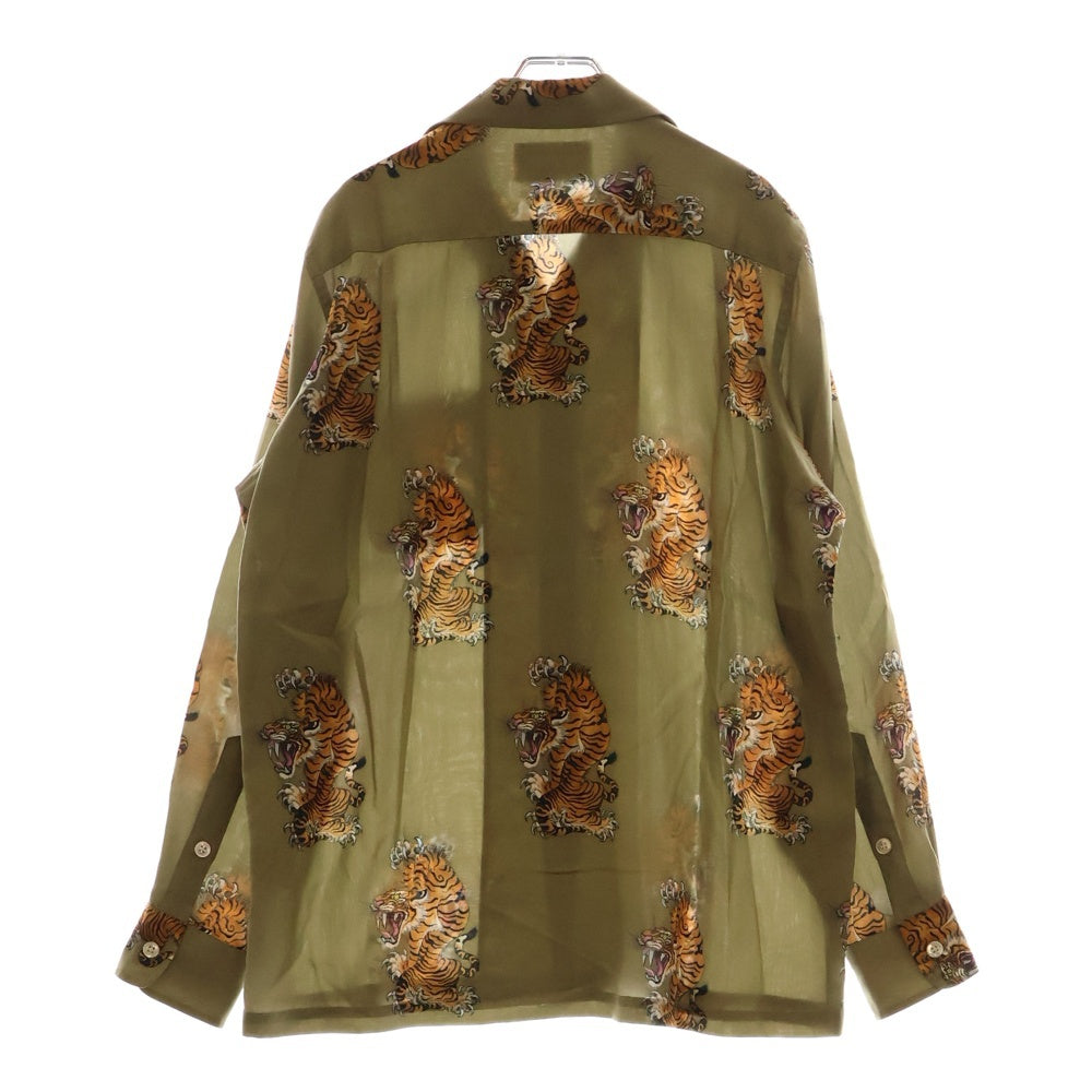 WACKO MARIA(ワコマリア) TIM LEHI L/S HAWAIIAN SHIRT TYPE-3 ティムリーハイ 虎総柄プリント ハワイアン 長袖アロハシャツ カーキ TIMLEHI-WM-HI10