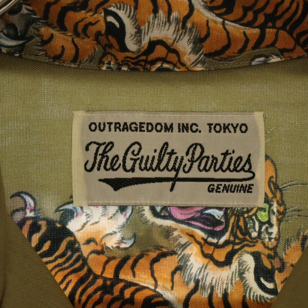 WACKO MARIA(ワコマリア) TIM LEHI L/S HAWAIIAN SHIRT TYPE-3 ティムリーハイ 虎総柄プリント ハワイアン 長袖アロハシャツ カーキ TIMLEHI-WM-HI10