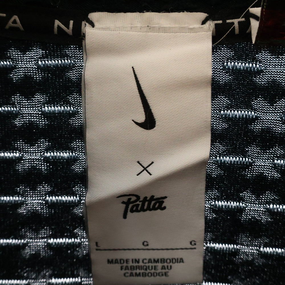 NIKE(ナイキ) ×PATTA HALF-ZIP LONGSLEEVE パタ エンボス加工 ハーフジップ スタンドカラー ロングスリーブカットソー ブラック FJ3070-010