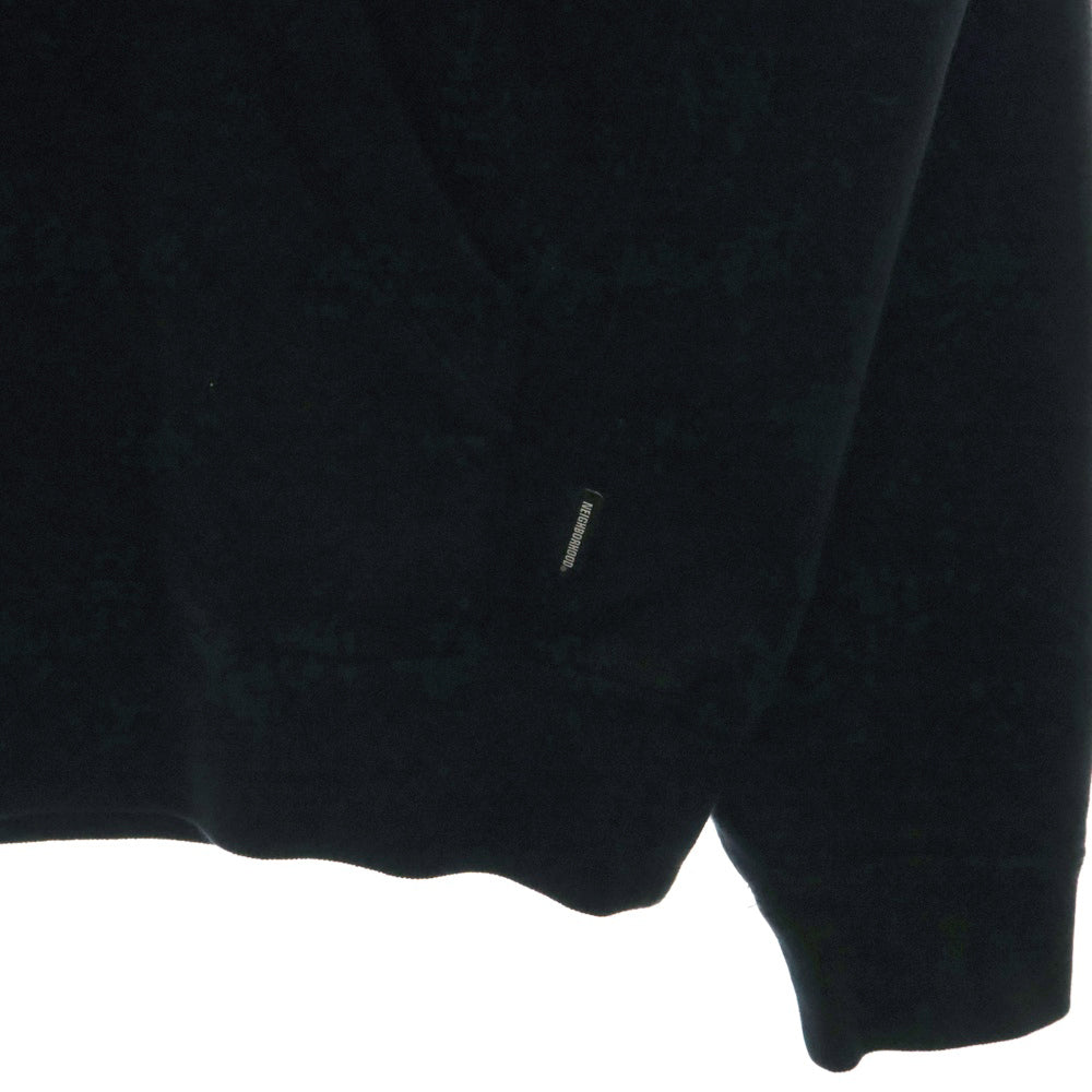 NEIGHBORHOOD(ネイバーフッド) 22AW COLLEGE-S HOODED LS CO ロゴプリントスウェットプルオーバーパーカー ブラック 222TPNH-CSM02