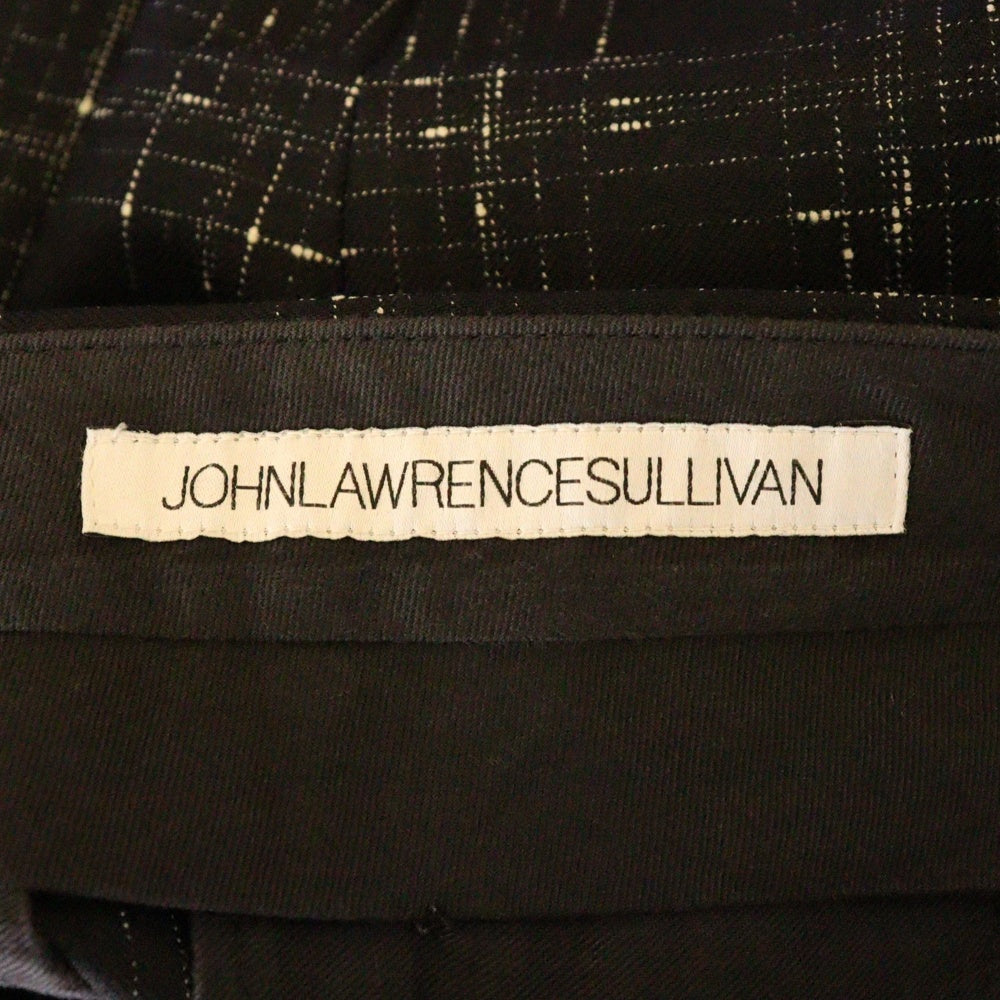 JOHN LAWRENCE SULLIVAN(ジョンローレンスサリバン) チェック総柄ウールスラックスロングパンツ ブラック 2B012'15-67