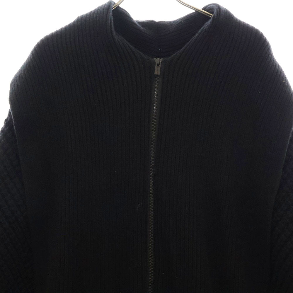 Yohji Yamamoto POUR HOMME(ヨウジヤマモト プールオム) 23AW 3G TUCK FASTENER CD タックファスナー ウール ローゲージ ニットジャケット カーディガン ブラック HJ-K85-985