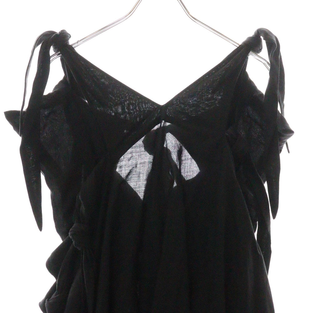 LIMI feu(リミフゥ) 21SS Li/Ly Lawn Knot Dress 変形 リネン混 ローン ノット ロングワンピース ドレス レディース ブラック LD-D29-305