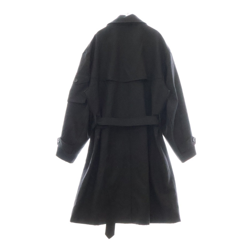 s'yte(サイト) WOOL SURGE OVERSIZED MILITARY COAT ウールサージ オーバーサイズ ミリタリー コート ブラック サンプル品 UU-C12-102