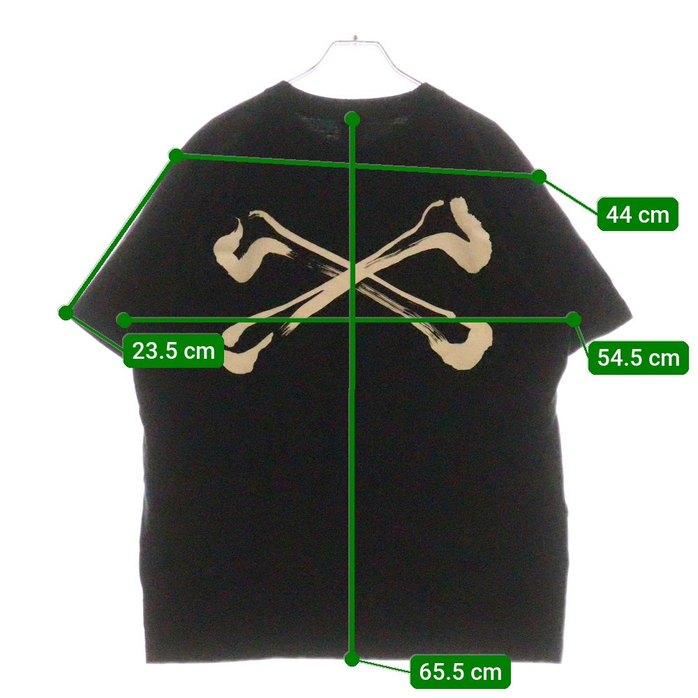 BLACK MEANS(ブラックミーンズ) 丸岡和吾 クロスボーンプリント クルーネック半袖Tシャツ カットソー ブラック
