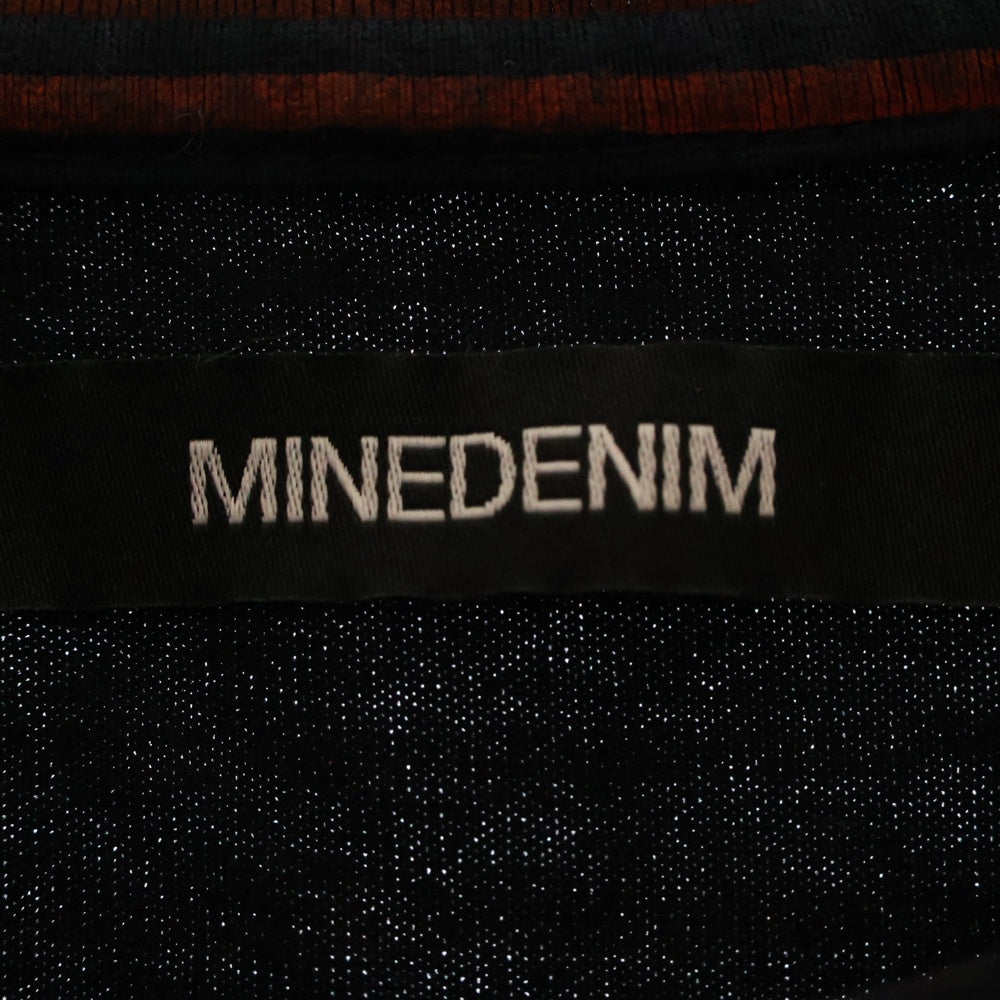 MINEDENIM(マインデニム) ボーダー クルーネック長袖Tシャツ カットソー ブラック/レッド 2103-6001-17-L2