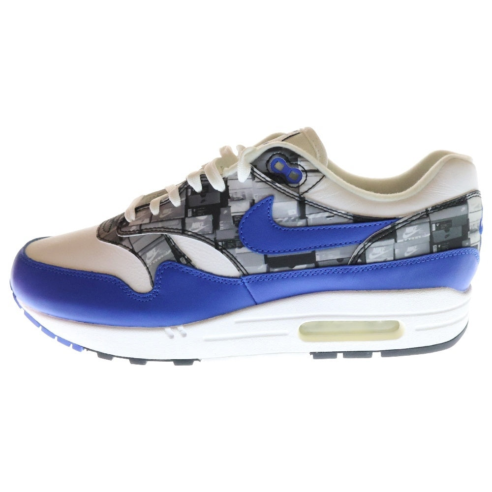 NIKE(ナイキ) ×atmos AIR MAX1 PRNT アトモス エアマックス1 プリント ローカットスニーカー ホワイト/ブルー US9.5/27.5cm AQ0927-100