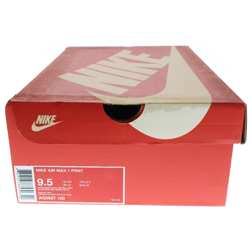 NIKE(ナイキ) ×atmos AIR MAX1 PRNT アトモス エアマックス1 プリント ローカットスニーカー ホワイト/ブルー US9.5/27.5cm AQ0927-100