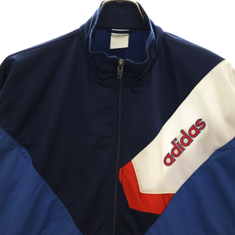 adidas(アディダス) 80S VINTAGE TRACK JACKET ヴィンテージ トリコロールラインロゴトラックジャケット ジップアップブルゾン ジャージ ネイビー