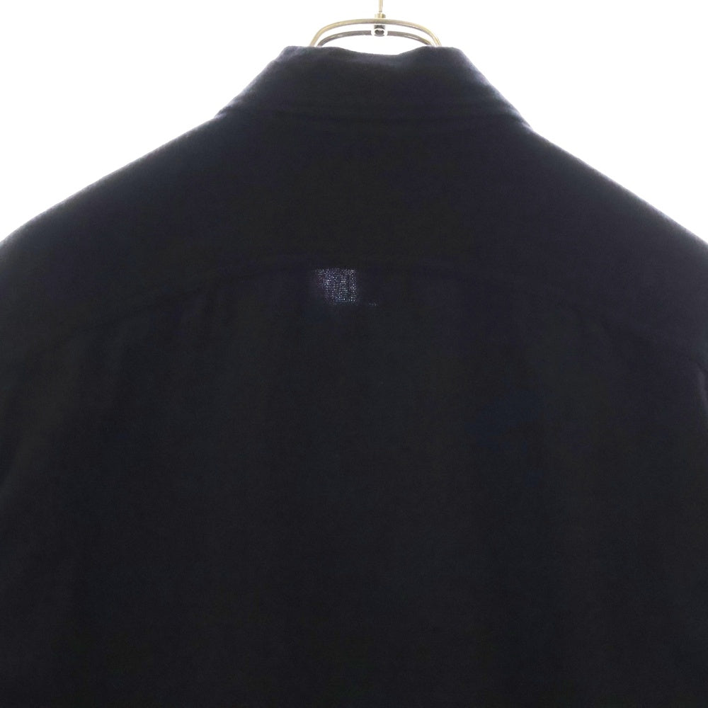 Yohji Yamamoto POUR HOMME(ヨウジヤマモト プールオム) 00AW ナイロン混 ウール ロングスリーブ 長袖 袖口ジップ フランネルシャツ ネイビー HT-B19-110