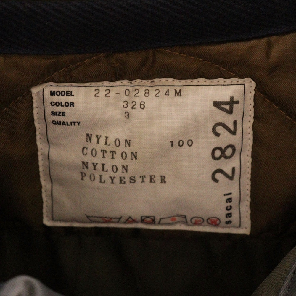 Sacai(サカイ) 22AW ナイロンツイルミックスブルゾン フライトジャケット グレー 22-02824M