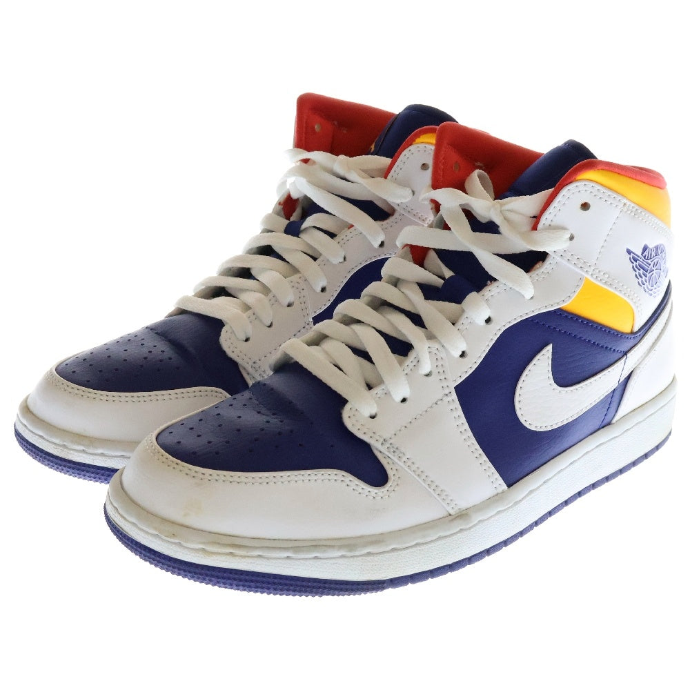NIKE(ナイキ) AIR JORDAN 1 MID WHITE NAVY YELLOW エアジョーダン1 ミッドカットスニーカー マルチ US9/27cm 554724-131