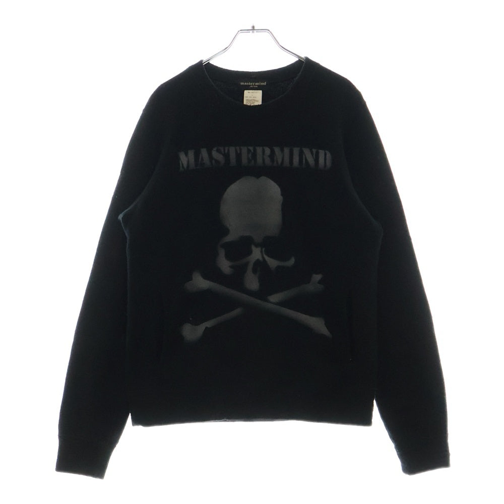 mastermind JAPAN(マスターマインドジャパン) ダメージ加工 スカルプリント サイドポケット クルーネック スウェット トレーナー ブラック MB2-SW27-017