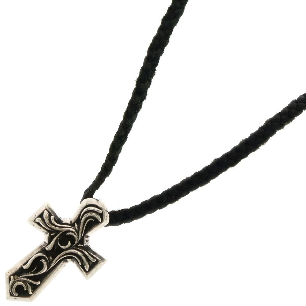 CHROME HEARTS(クロムハーツ) VULCAN CROSS SML バルカンクロス スモール レザーブレイド Wスクロール ペンダントトップ シルバー