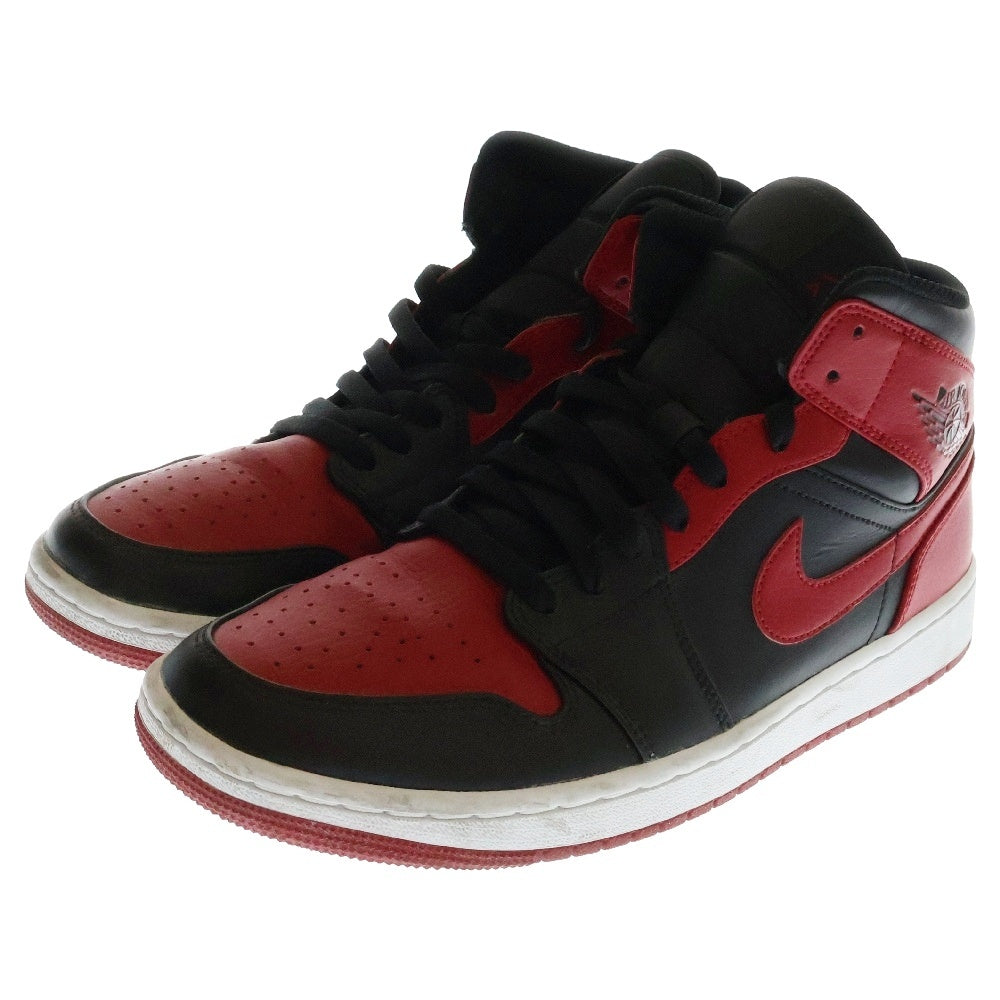 NIKE(ナイキ) AIR JORDAN 1 MID エアジョーダン ミッドカットスニーカー ブラック/レッド US9/27cm 554724-074