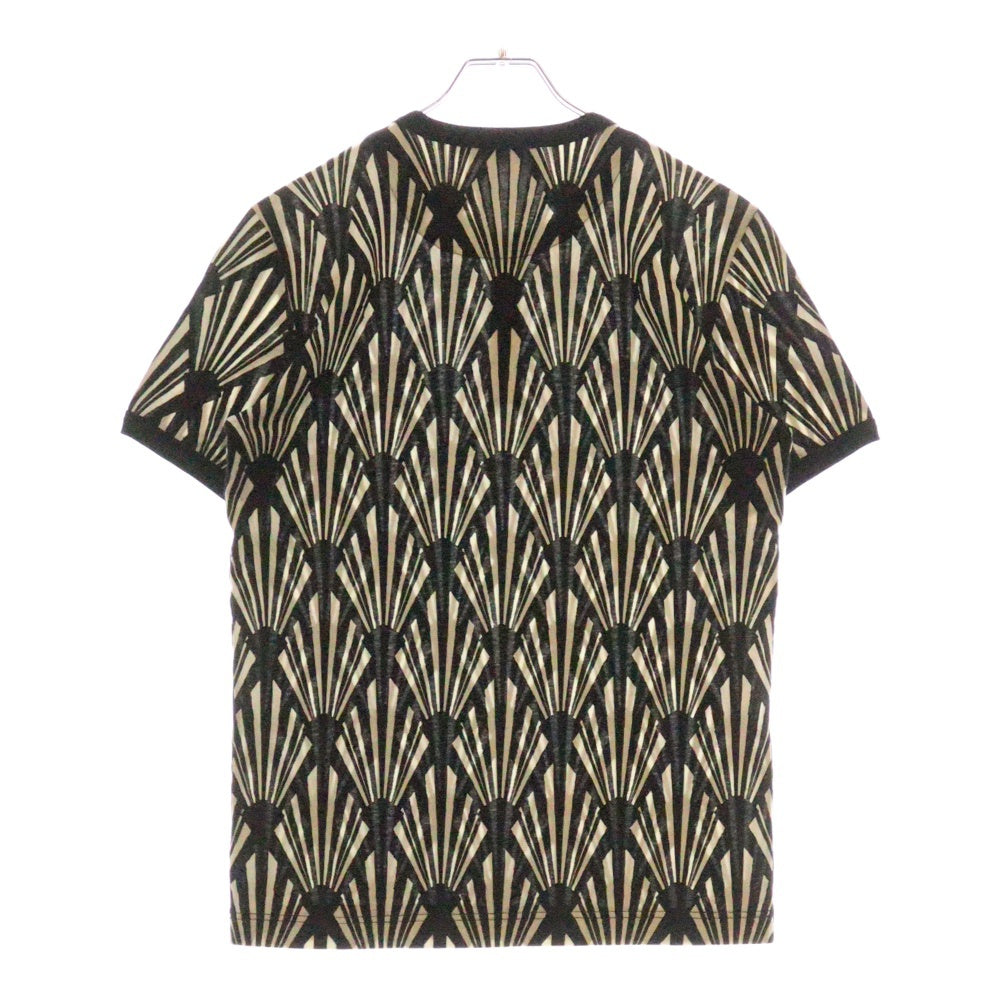 DOLCE & GABBANA(ドルチェアンドガッバーナ) 総柄 コットン ヘンリーネック半袖Tシャツ カットソー ホワイト/ブラック G8FV7T G7HDH