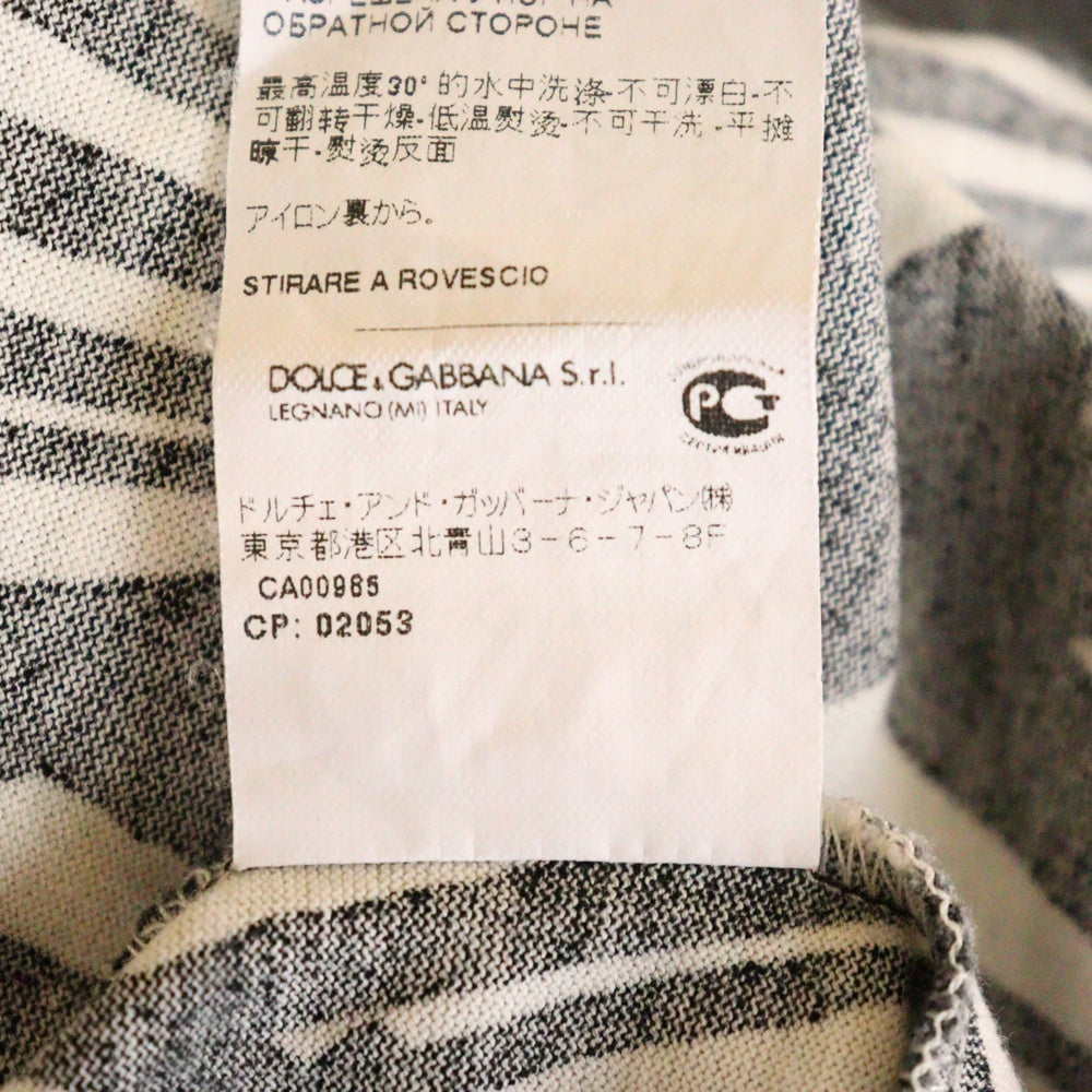 DOLCE & GABBANA(ドルチェアンドガッバーナ) 総柄 コットン ヘンリーネック半袖Tシャツ カットソー ホワイト/ブラック G8FV7T G7HDH