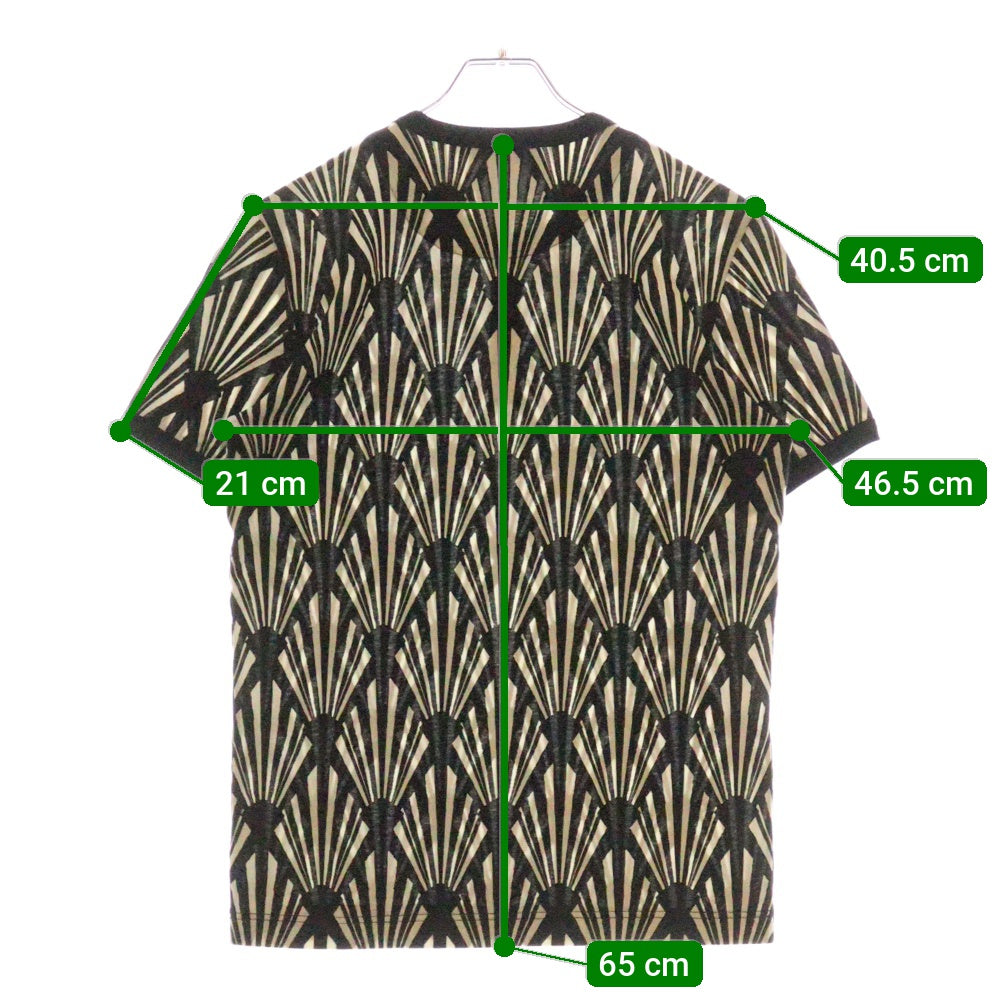 DOLCE & GABBANA(ドルチェアンドガッバーナ) 総柄 コットン ヘンリーネック半袖Tシャツ カットソー ホワイト/ブラック G8FV7T G7HDH
