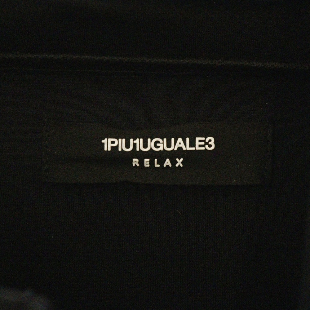 1 PIU 1 UGUALE 3 RELAX(ウノピゥウノウグァーレトレ) 異素材切替 シープレザー ジップアップパーカー ブラック