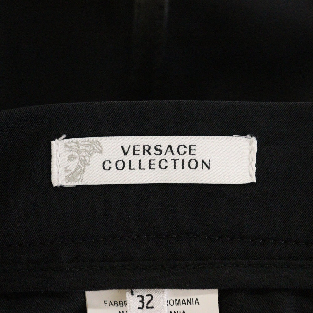 VERSACE COLLECTION(ヴェルサーチコレクション) ドローコード 裾ジップ スリムフィット イージーパンツ ブラック W8H5204T474
