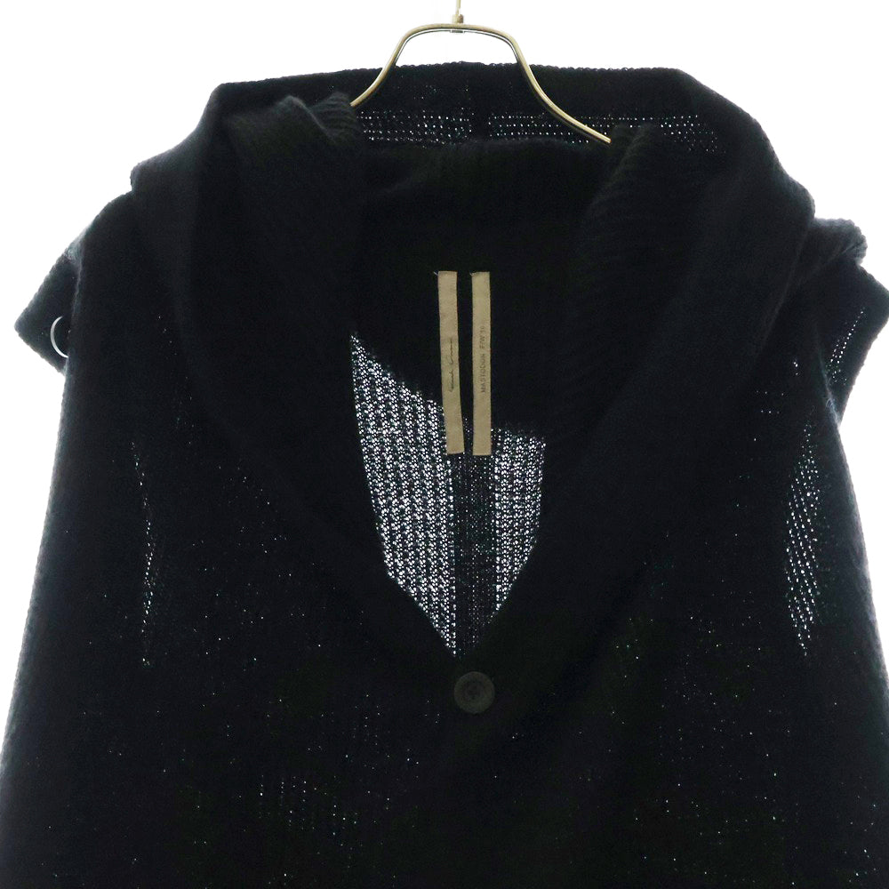 Rick Owens(リックオウエンス) 16AW フーデット ロング ノースリーブニットカーディガン ブラック W8H5204T474