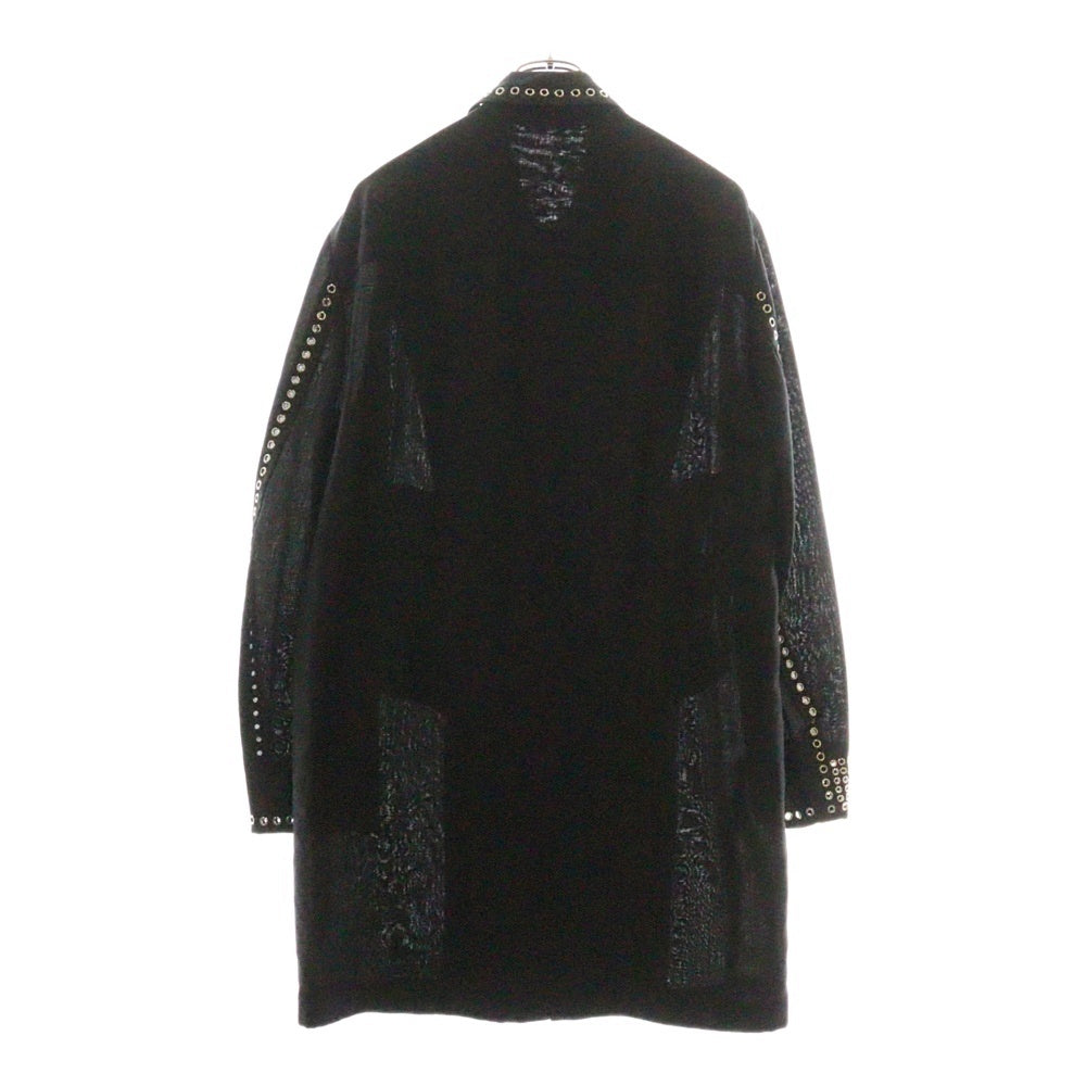 VALENTINO(ヴァレンチノ) 17SS アイレット装飾 モヘアウール ステンカラーコート ブラック MV0CA0L049F