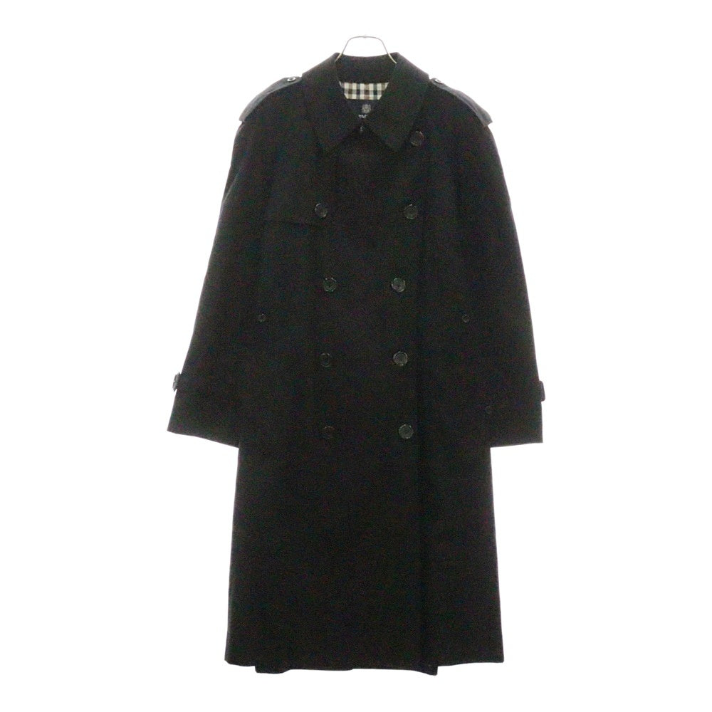 Aquascutum(アクアスキュータム) 裏地チェック総柄 コットンツイル トレンチ ロングコート ブラック A9252221-99