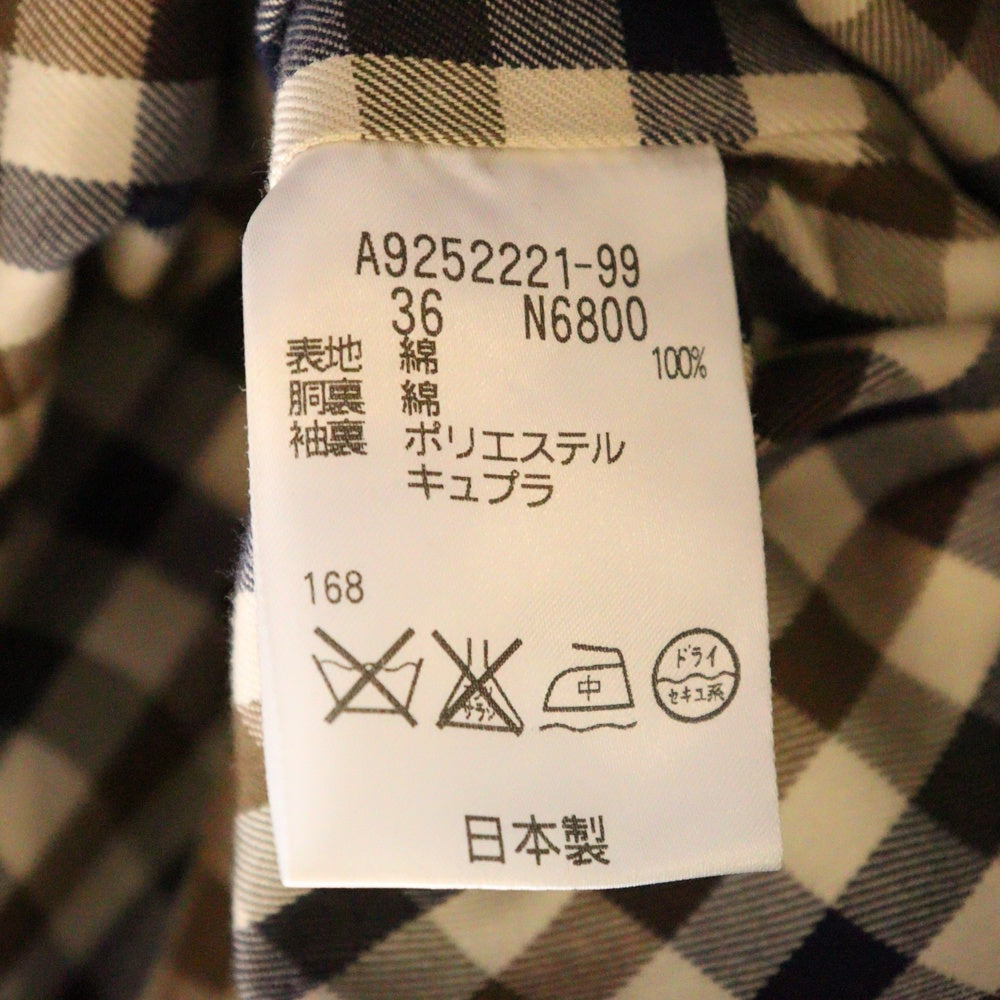 Aquascutum(アクアスキュータム) 裏地チェック総柄 コットンツイル トレンチ ロングコート ブラック A9252221-99