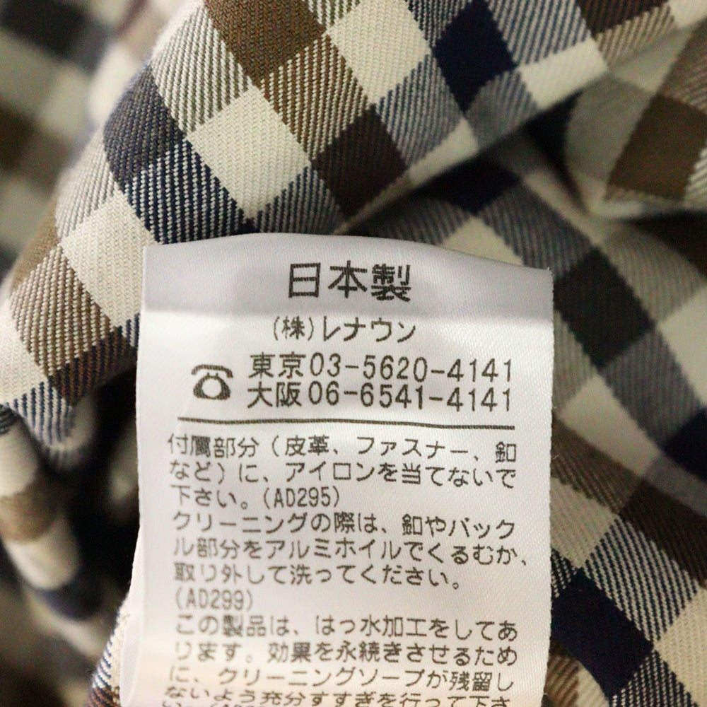 Aquascutum(アクアスキュータム) 裏地チェック総柄 コットンツイル トレンチ ロングコート ブラック A9252221-99