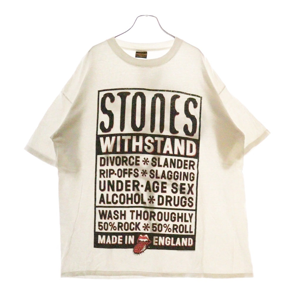 VINTAGE(ヴィンテージ) 90S VINTAGE ROLLING STONES WITH STAND BROCKUM ヴィンテージ ローリングストーンズ ウィズスタンド 両面プリント 半袖Tシャツ カットソー ホワイト