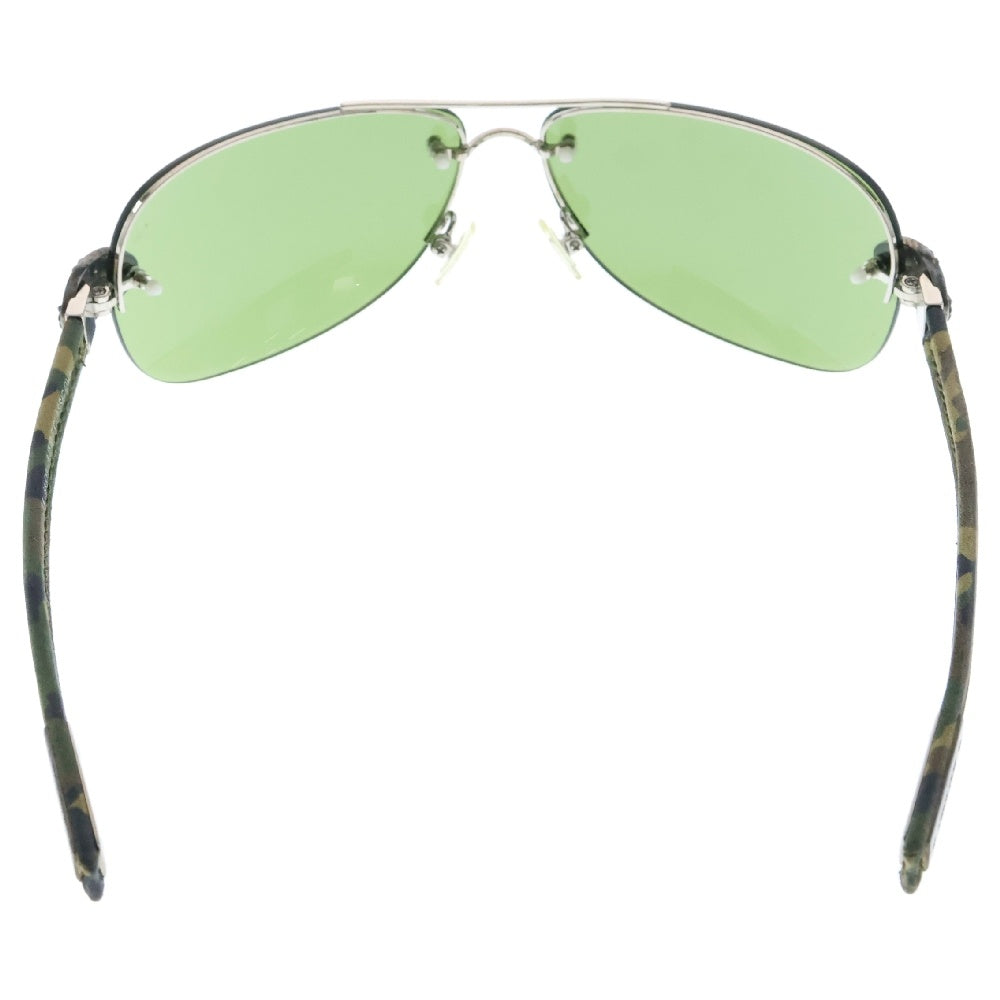 CHROME HEARTS(クロムハーツ) LITTLE CLASSIC OVAL リトルクラシックオーバル レザーテンプル サングラス 眼鏡 アイウェア グリーン