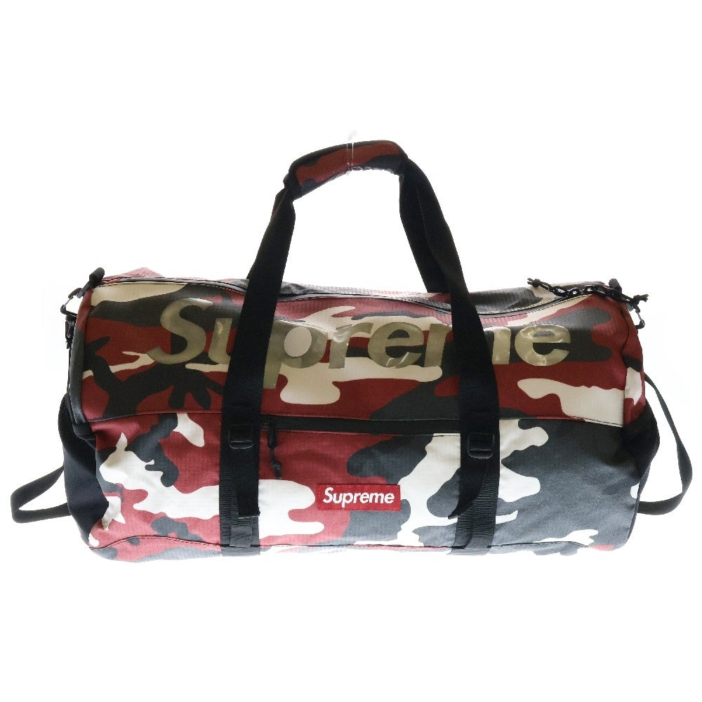 SUPREME(シュプリーム) 21SS Duffle Bag カモ柄 ボックスロゴ ダッフルバッグ ブラック/ホワイト/レッド