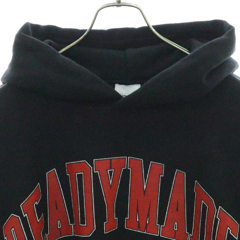 READY MADE(レディメイド) 24AW HOODIE ARCH LOGO フロントアーチロゴプリント スウェットプルオーバーパーカー フーディー ブラック RE-CO-BK-00-00-286