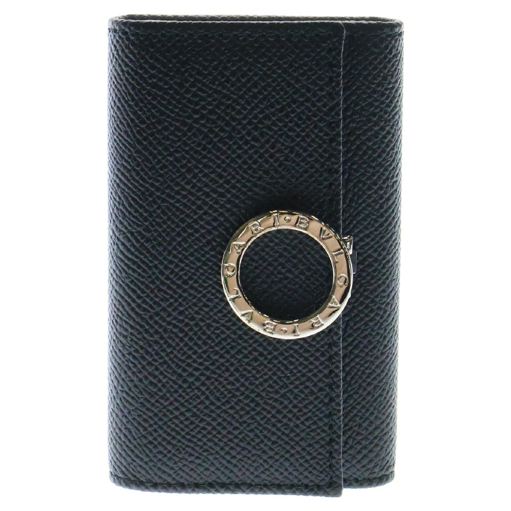 BVLGARI(ブルガリ) 6連 レザー キーケース ブラック/シルバー