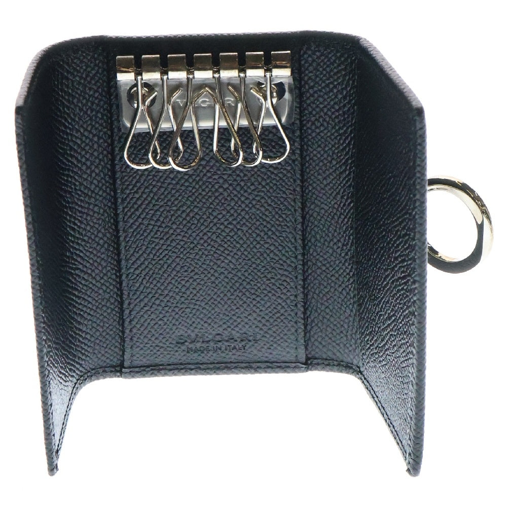 BVLGARI(ブルガリ) 6連 レザー キーケース ブラック/シルバー