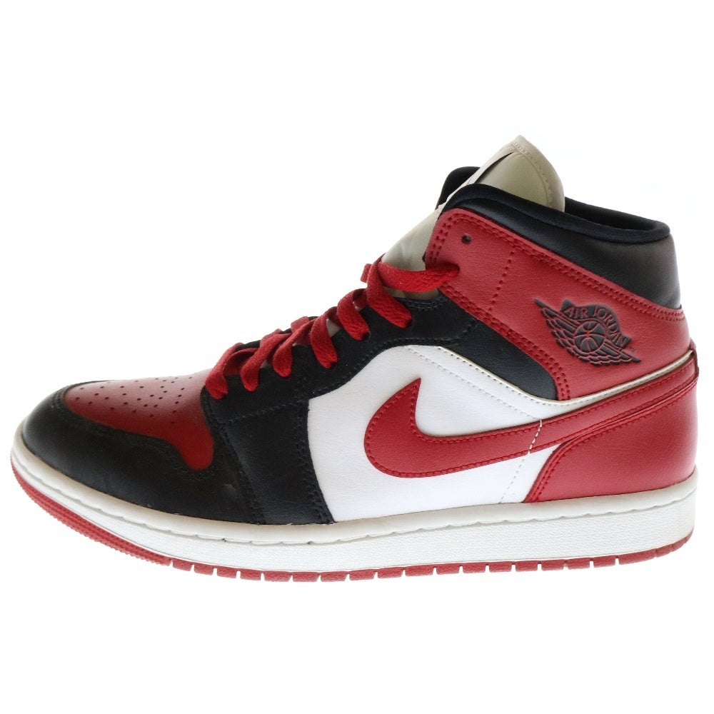 NIKE(ナイキ) WMNS AIR JORDAN 1 MID BRED TOE ウィメンズ エアジョーダン1 ブレッドトゥ ミッドカットスニーカー ブラック/レッド US9.5/26.5cm BQ6472-079