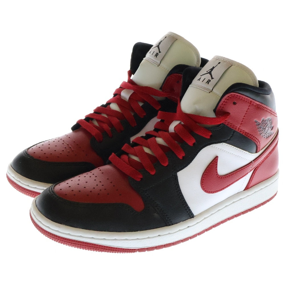 NIKE(ナイキ) WMNS AIR JORDAN 1 MID BRED TOE ウィメンズ エアジョーダン1 ブレッドトゥ ミッドカットスニーカー ブラック/レッド US9.5/26.5cm BQ6472-079