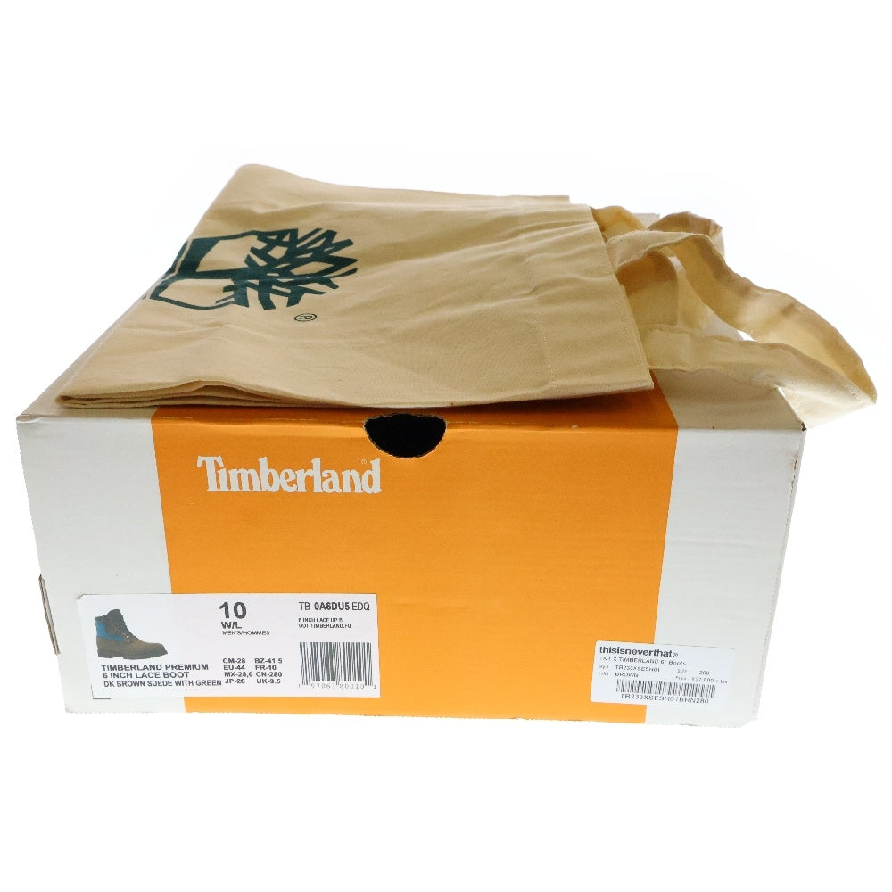 Timberland(ティンバーランド) ×thisisneverthat ディスイズネバーザット 6インチ パネル ブーツ デニム切替 スエード レースアップ ブラウン TB0A6DU5