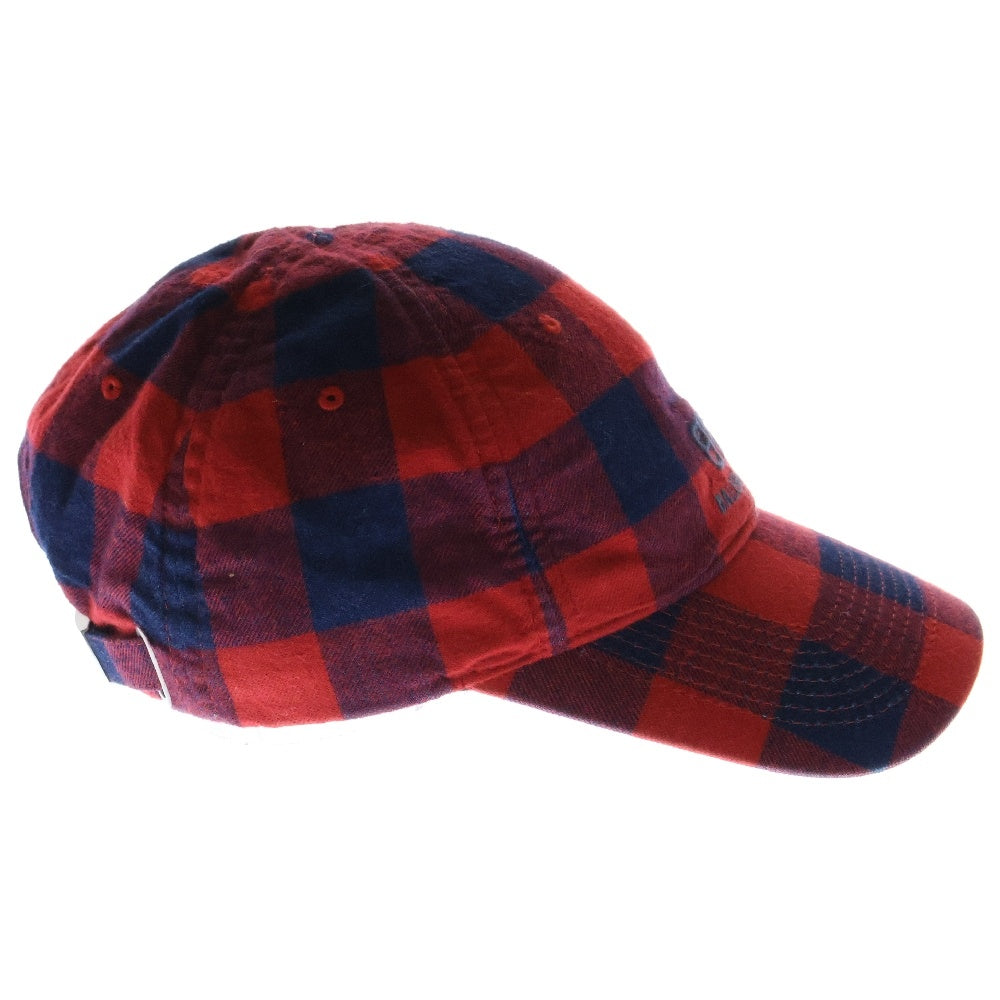 BALENCIAGA(バレンシアガ) チェック柄 BBロゴ コットン 6パネルキャップ 帽子 レッド 658161 411B7