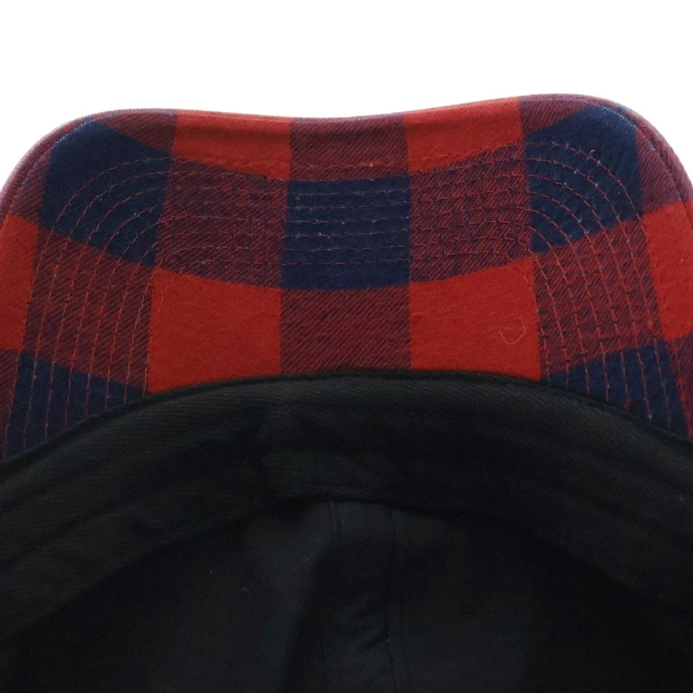 BALENCIAGA(バレンシアガ) チェック柄 BBロゴ コットン 6パネルキャップ 帽子 レッド 658161 411B7