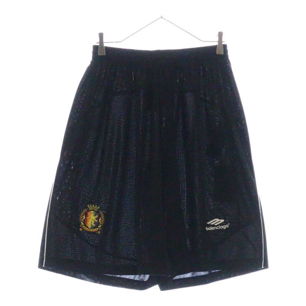 BALENCIAGA(バレンシアガ) 23SS BAGGY SHORTS ロゴ刺繍 バギーショートパンツ メッシュハーフパンツ ブラック 767862 TPVG2
