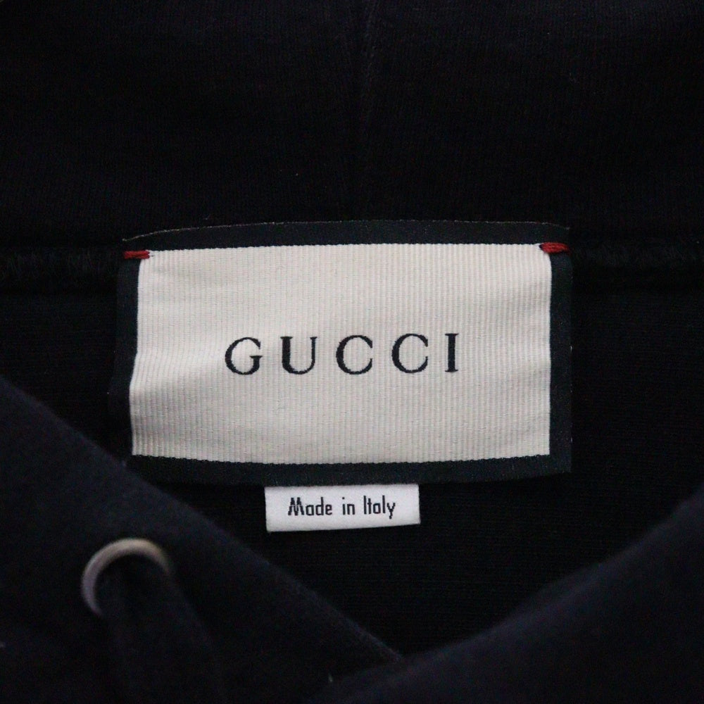 GUCCI(グッチ) 19SS ストーン装飾 スカルスネーク刺繍 プルオーバーパーカー ブラック