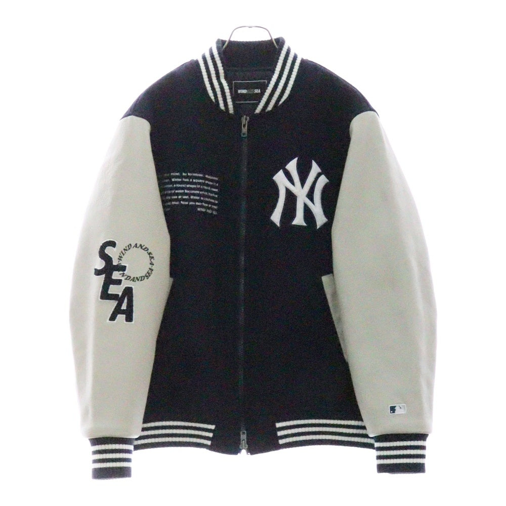 WIND AND SEA(ウィンダンシー) 23SS xMLB VARSITY JKT NY バーシティジャケット ヤンキース スタジャンWDS-C-MLB5-24-Q1-01 ネイビーxグレー