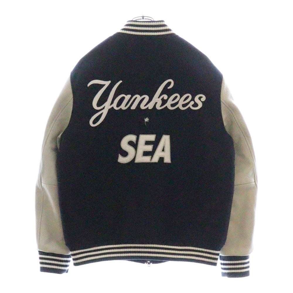 WIND AND SEA(ウィンダンシー) 23SS xMLB VARSITY JKT NY バーシティジャケット ヤンキース スタジャンWDS-C-MLB5-24-Q1-01 ネイビーxグレー