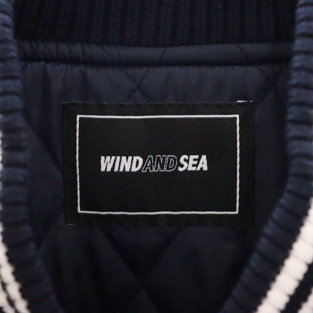 WIND AND SEA(ウィンダンシー) 23SS xMLB VARSITY JKT NY バーシティジャケット ヤンキース スタジャンWDS-C-MLB5-24-Q1-01 ネイビーxグレー