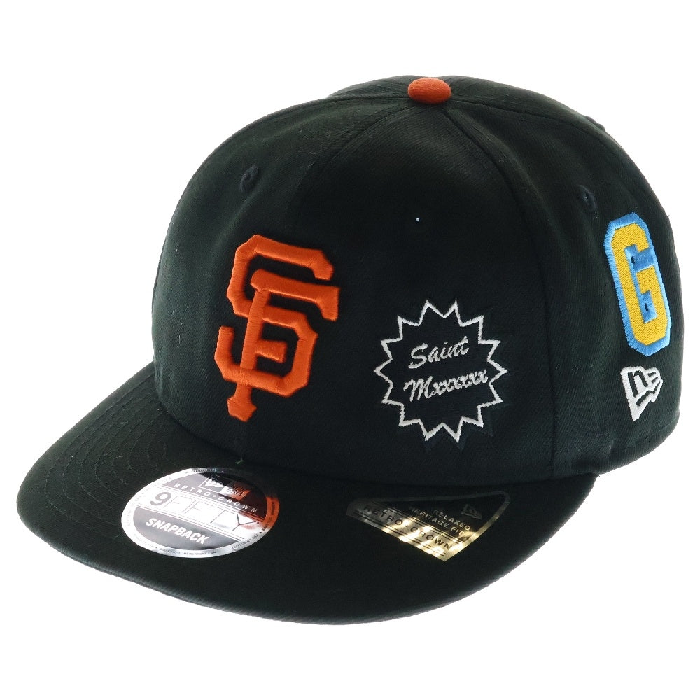 SAINT MICHAEL(セントマイケル) 25SS ×NEW ERA ×MLB GIANTS 9FIFTY ジャイアンツ スナップバック ワッペンロゴ キャップ ブラック